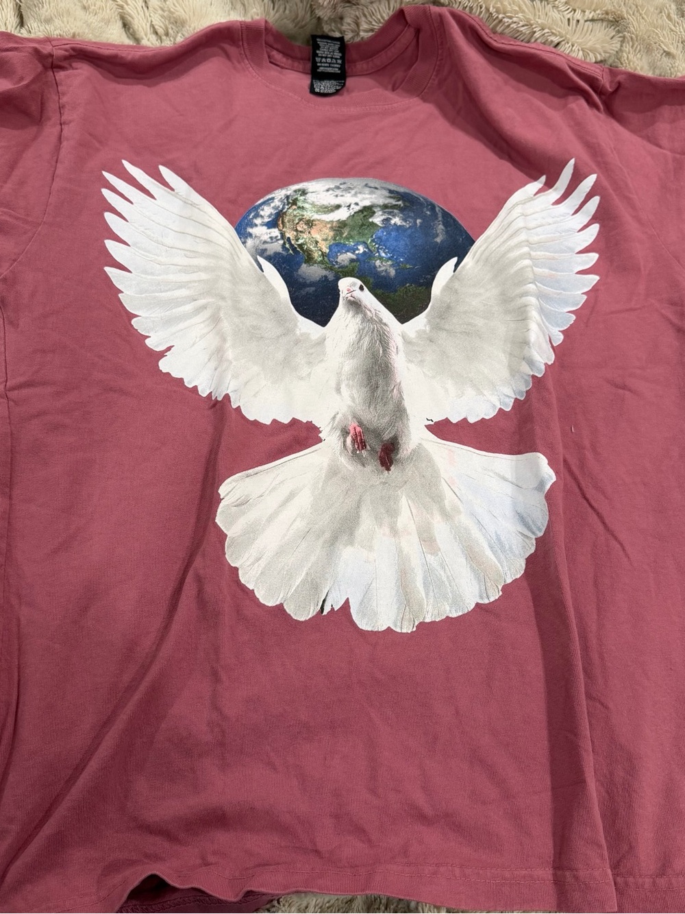 Obey White Dove Graphic Tee - Pink - size medium